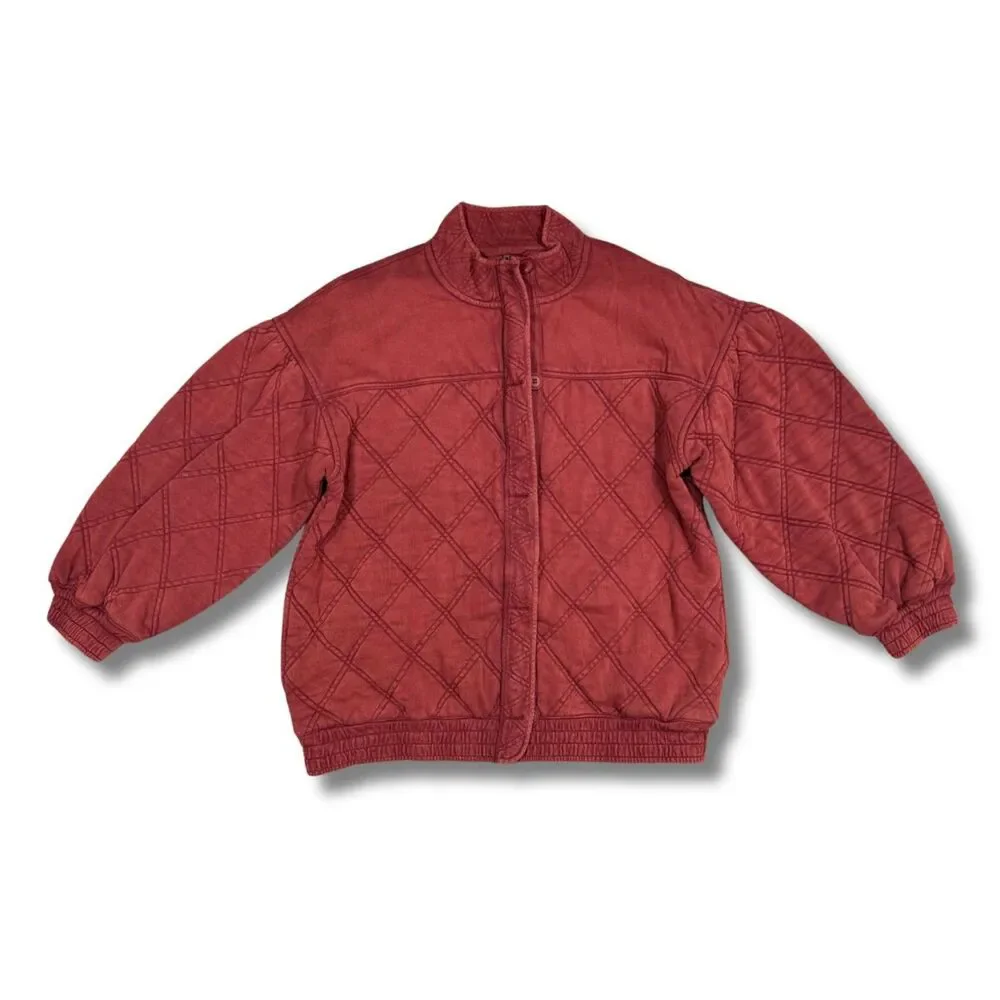 Free People Juno Quilted Bomber Jacket - Port, L, NWOT